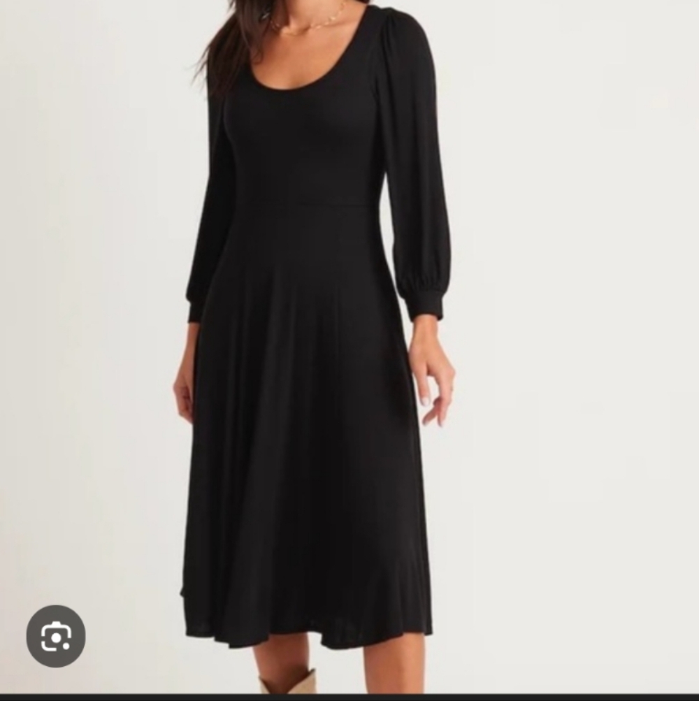 Marine Layer Lexi Ribbed Scoop Back Midi Dress Fit And Flare - Picture 2 of 8